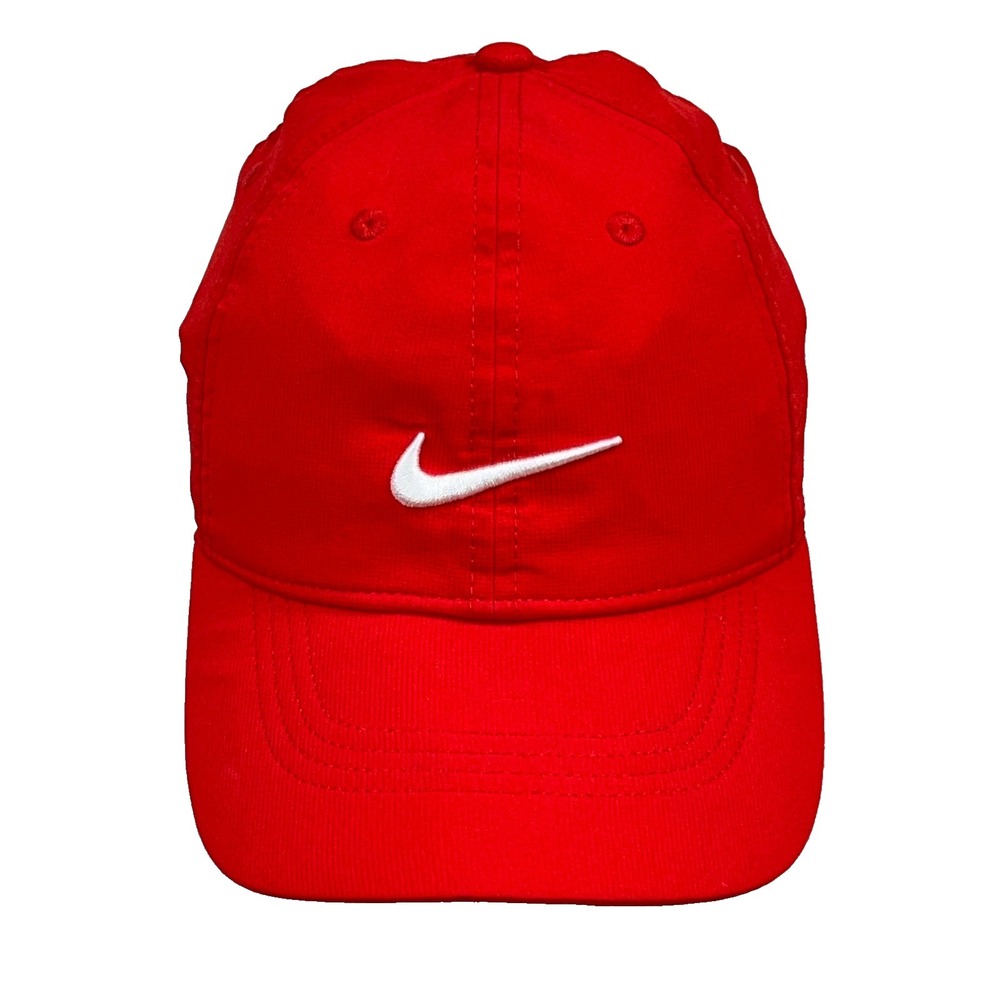 Nike Dri Fit Hat Cap Red White Strap Back Performance Legacy91 Golf Mens Swoosh